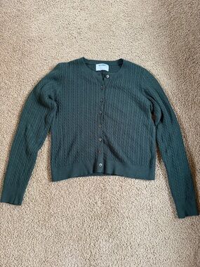 Old Navy Dark Green Cable-Knit Button-Up Cardigan